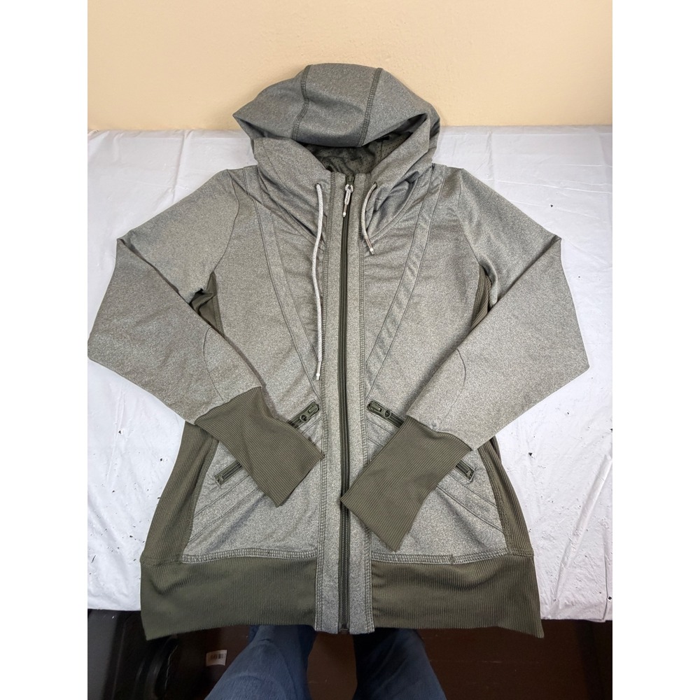 MPG Mondetta Performance Gear Women Green Full Zip Hoodie Jacket Thumbholes Sz M